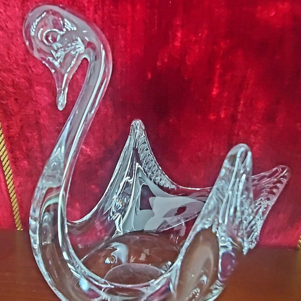 Elegant Clear Glass Swan Trinket Dish Vintage Classic Bedroom Bathroom Decor